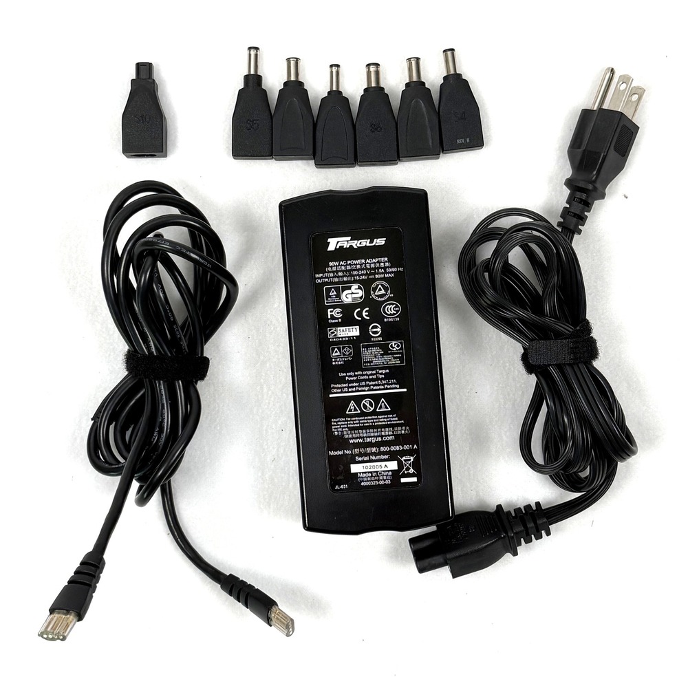 Targus 90W AC Power Adapter Universal Laptop Charger 7 Tips AC90U 800-0083-001 A